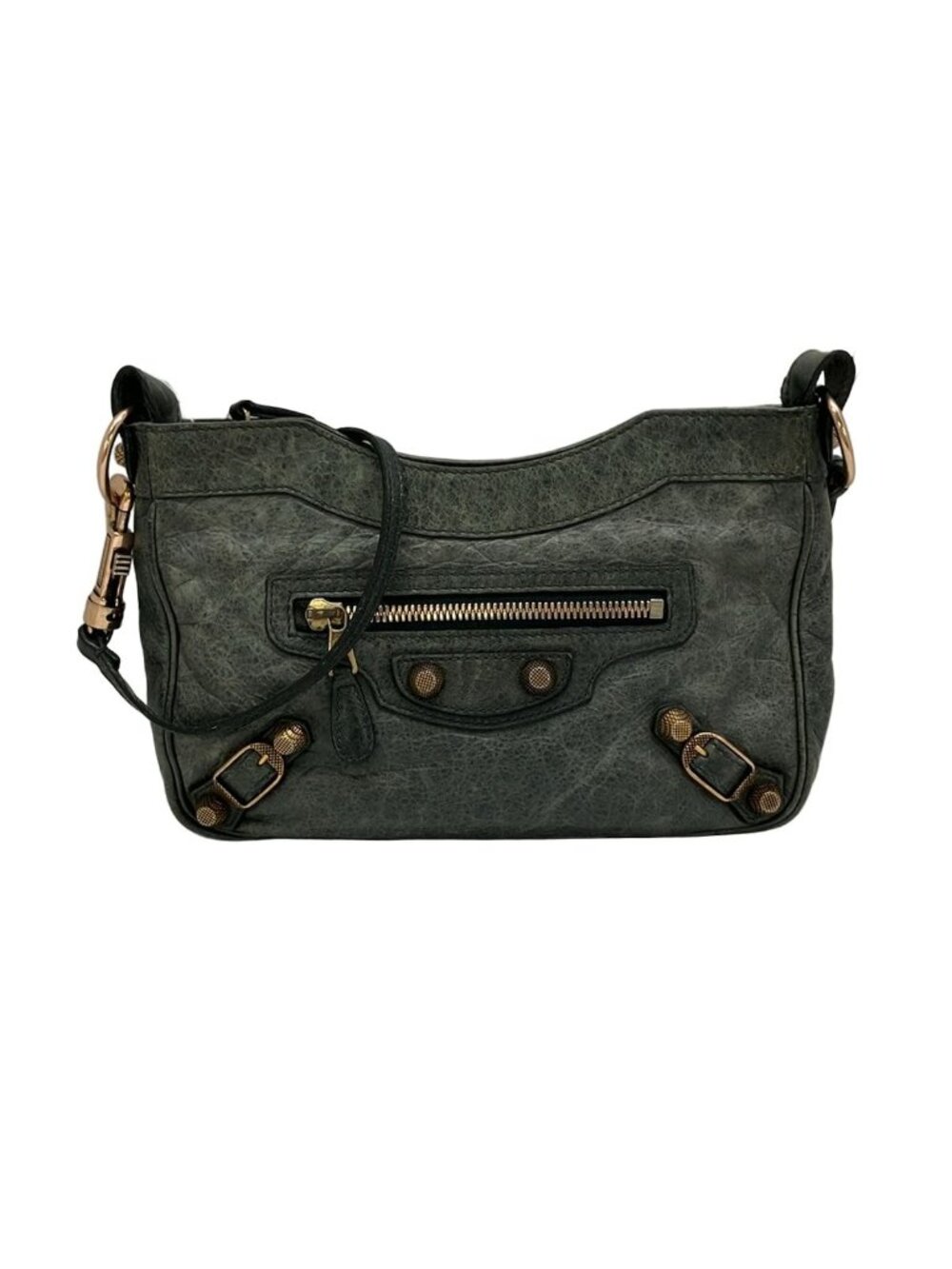 Balenciaga Shoulder Bag the Giant Hips Dark Green Leather